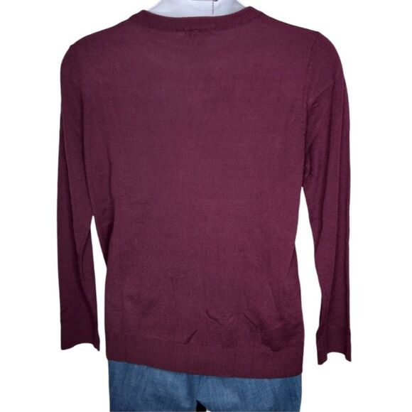 ROZ & ALI Crew Neck Eggplant Rhinestone Sweater 1X - Picture 5 of 6